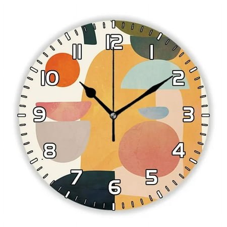 Retro Beige Mid Century Atomic Starbursts Wall Clock Watch Modern Living Room Abstract Geometric Art 1970s Home Decor Gift