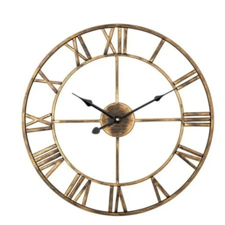 Retro Metal Wall Clock Creative Iron Art Decoration Digital Living Room Watch Home Decoration Wall Hanging Art Large Wall Clock (bronze-02,40cm)