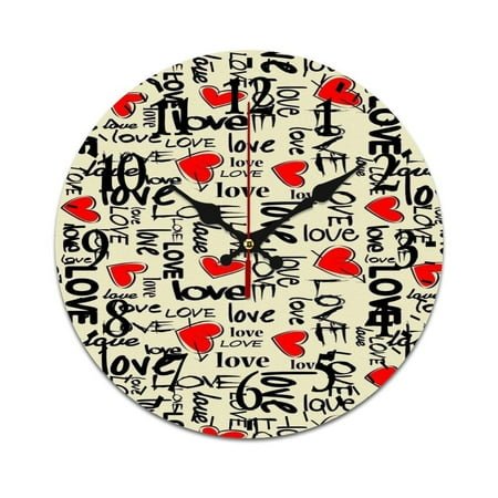 Retro Style Letters LOVE Wall Clock Modern Design Clocks Wall Hanging Home Office School Clocks Round PVC Wall Clocks