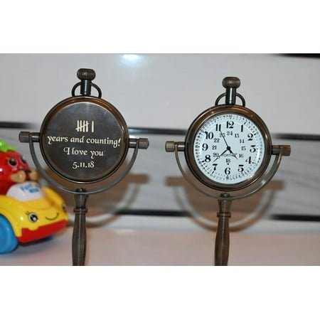 Retro Table Clock Personalized Vintage Table Clock Double Sided Brass Desk Clock | Anniversary Gift | Rustic Home Decor Watch