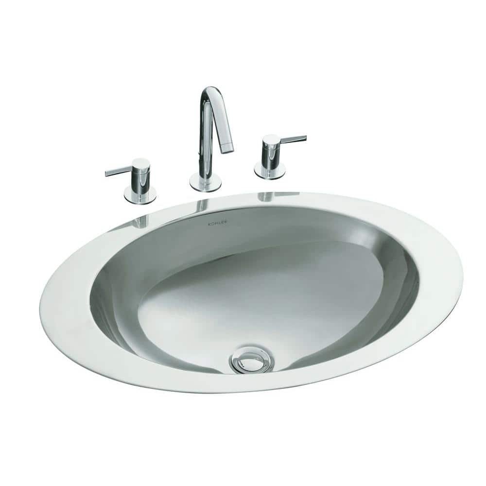 Rhythm Drop-In Oval Stainless Steal Bathroom Sink in Mirror