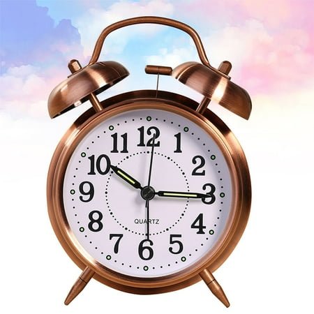 ROSENICE 1Pcs Copper Metal Alarm Clock for Home Decorative and Practical Use