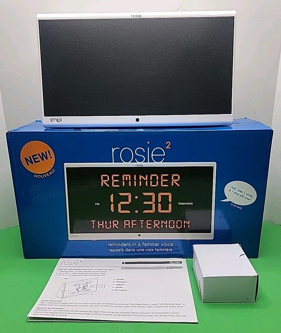 Rosie 2 Stress Free Pill Reminder Day Clock | Voice Activated - No Wifi Required