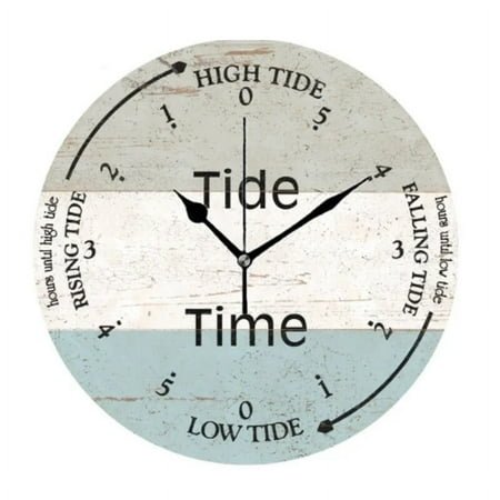 Rustic Beach Ocean Tide Time Decorative Wall Clocks Round Large Coastal Nautical Tide Wall Watch Bedroom Home Decor 12 14 inch（10 Inch）