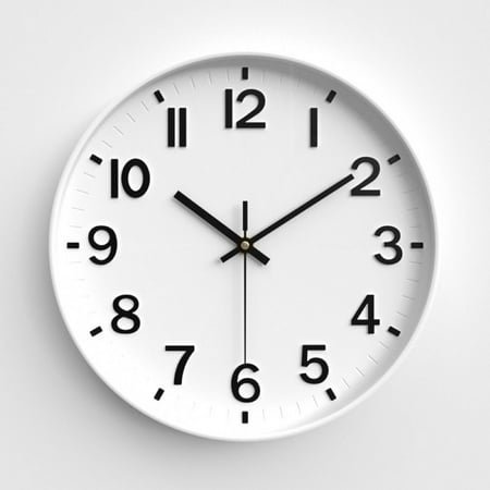 Sanmadrola Wall Clocks Battery Operated,12 inch Silent Non Ticking Modern Wall Clock for Living Room Bedroom Kitchen Office Classroom Decor Glass Front White