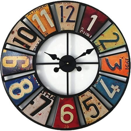 SBTXHJWCGLD Outdoor Garden Wall Clock, 60cm Round Sticker Garden Clock Open Face Metal Waterproof Outdoor Clock Indoor Outdoor Decoration Mute Quartz Wall Clock Outside Clock