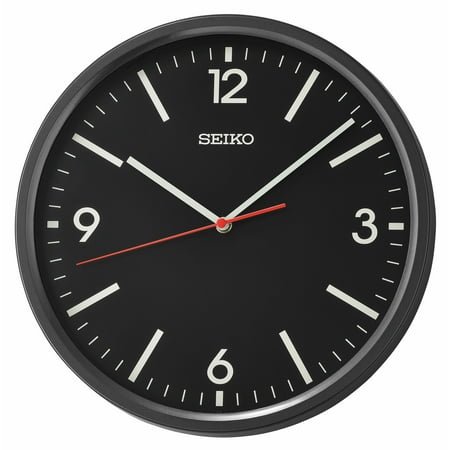Seiko 12 Sano Wall Clock, Metallic Black Round Sporty Traditional Analog Quartz, QHA009KLH