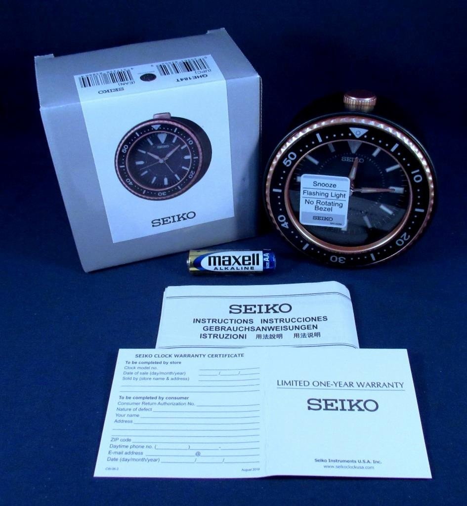 SEIKO Model QHE184T Diver's Watch Style Quartz Alarm Clock - Working