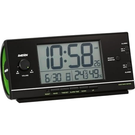 Seiko NR539K Clock Alarm Clock, Radio Wave, Digital, Loud Volume, Pixis RAIDEN Rayden Black, 3.0 x 6.6 x 2.2 inches (77 x 167 x 57 mm)