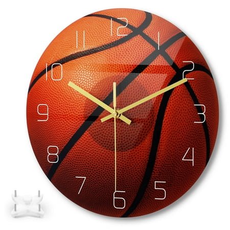 SEWACC 1Set Basketball Wall Clock Acrylic Glass Silent Operation For Living Room Bedroom Study Room Decor