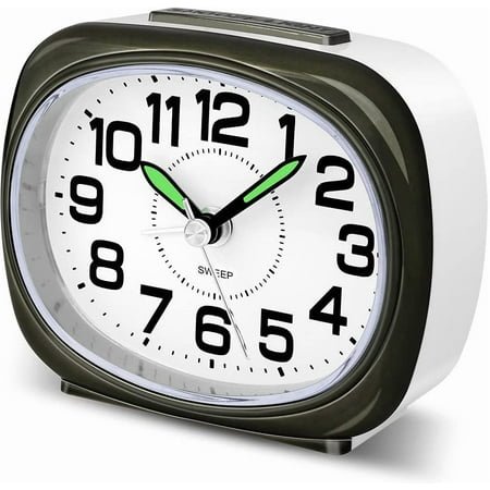 Silent Alarm Clocks Bedside Non Ticking Battery Powered Simple Analogue Alarm Clock Desk Clock with Light Snooze Large Numbers Quiet Bedroom Clocks