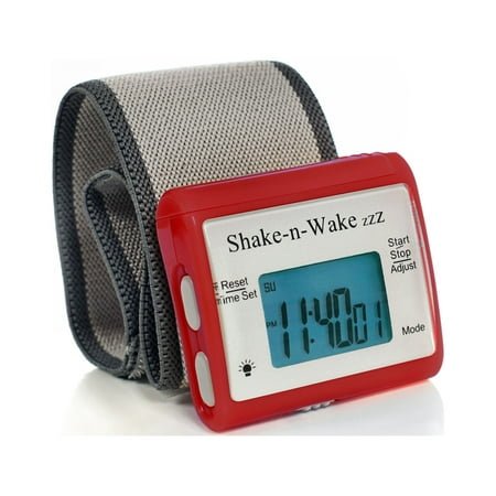 Silent Vibrating Travel Alarm Clock Shake-N-Wake (Red)