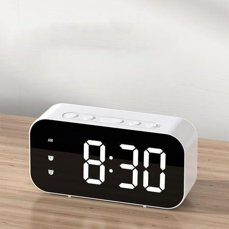Skegnu Loud Alarm Clock LED Electronic Alarm Clock Mirror Clock Student Plug-in-use Small Alarm Clock Digital Clock Sound-controlled Temperature Clock Alarm Clocks for Kids
