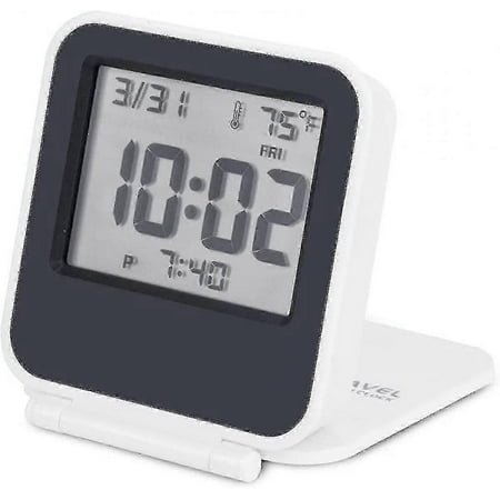 Small Digital Travel Alarm Clocks, battery Operated Mini Travel Clock With Backlights, portable Folding Mini Pocket Calendar Temperature Clock (white)