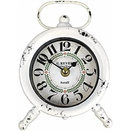 Small Retro Desk Clock.Vintage Wall Clock, Shabby Chic Metal Round Quartz Shelf Table Clock for Shelf Decor Desk Decor Wall Decor Table Decor