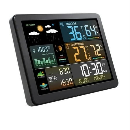 Smart Weather Station with Clock Temperature & Humidity Meter Large Color Screen Weather Clock Weather Forecast ,Superior Visual Precision