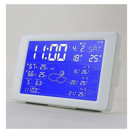 Smart WiFi Weather Station Alarm Clock With Backlight Digital Clock Desktop Clock Support Weather Forecast For Next 3 days ,Simple Alarm Clock