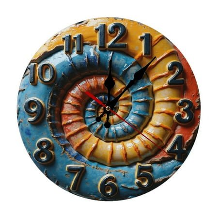 Spiral Ceramic Colorful Wall Clock 10 Inch Silent Non Ticking Round Clock Decoration for Living Room Kitchen Bedroom Bathroom Office Classroom