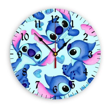 Stitch Wall Clock with Clear Glass Dial Silent and Non-Ticking, Suitable for Bedroom, Office, School, Home and Living Room as a Gift Or Decoration, Large Size 12 Inches