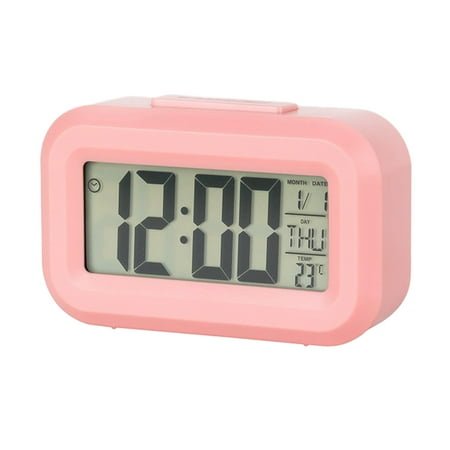 Summer Savings! Outoloxit Digital Electronic Clock LED Display Electronic Clock Stereo Digital Display Snooze Alarm Clock 12/24H Switching Countdown Time, Pink