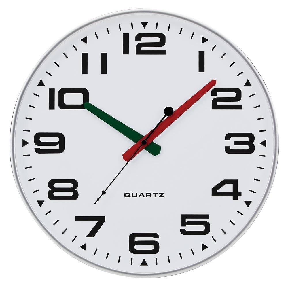 Tempus 13 in. Silver Silent Sweep Slim Wall Clock