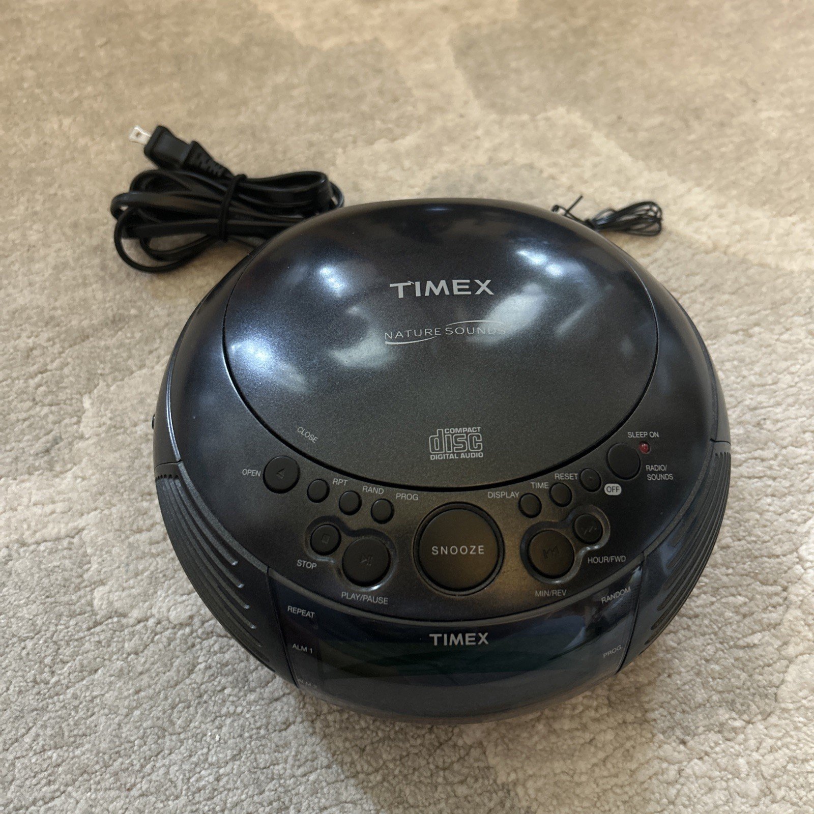 Timex Dual Alarm CD Clock Radio Nature Sounds Tested And Works