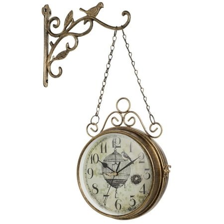 Topbathy Bird Shape Wall Clock Retro Hanging Clock Vintage Iron Art Decor For Bedroom No Battery Included