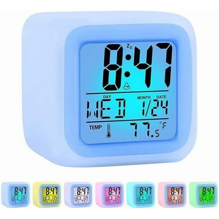 Triani Kids Alarm Clock, Digital Alarm Clock for Kids with Snooze, Wake Up, 7 Colors Night Light Bedroom Alarm Clock for Toddlers, Boys and Girls