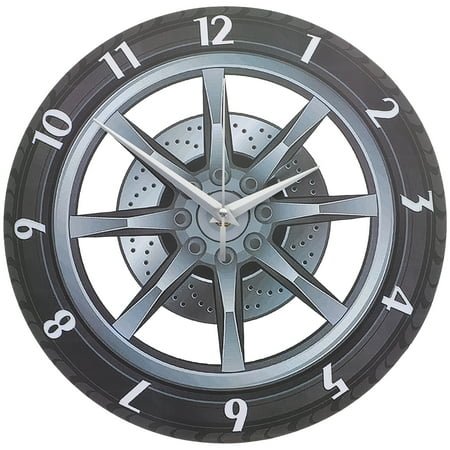 Troglfold Home Clocks Garage Rim Clock Silent Rubber Gear Decorative Clock,11.81X11.81X1.18