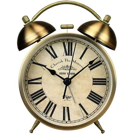 Twin Bell Alarm Clock - 4 Inch Dual Alarm with Backlight, Loud Battery Operated Desk Clock for Heavy Sleepers, Bedroom & Table Use