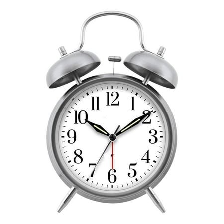 Twin Bell Alarm Clock, Loud Alarm Great for Heavy Sleepers - Stylish Matte Finish with Rustic Bronze Accents, Battery Operated (Matte Navy)