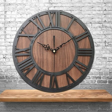 ULTNICE Modern Wall Clock Roman Numeral Design for Living Room 1Set