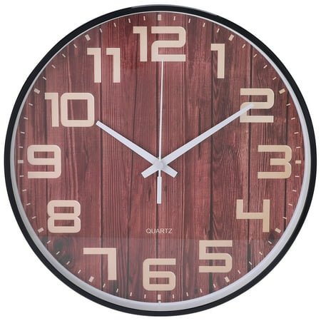 Unique Bargains Silent Non Ticking Battery Operated Wall Clock Black Texture 12 Inch