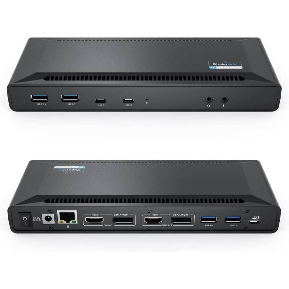 Universal USB C Docking Station Dual Monitors, Displaylink USB C Dock, 100W...