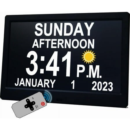 【Upgraded】11.5 Large Digtal Clock with Voice-Talking Day and Date for Seniors, 19 Alarms & Custom Reminders, 10-Level Auto Dimmer, Auto DST, 8 Colors Display Clock for Elderly Dementia Alzheimers