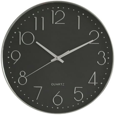 Vaupan Modern Design Quartz Wall Clock, 12 inch Round Silent Non-Ticking Low Noise, Arabic Numbers Display Battery Wall Clock Suitable for Office School Home Living Room Bedroom Black Simple