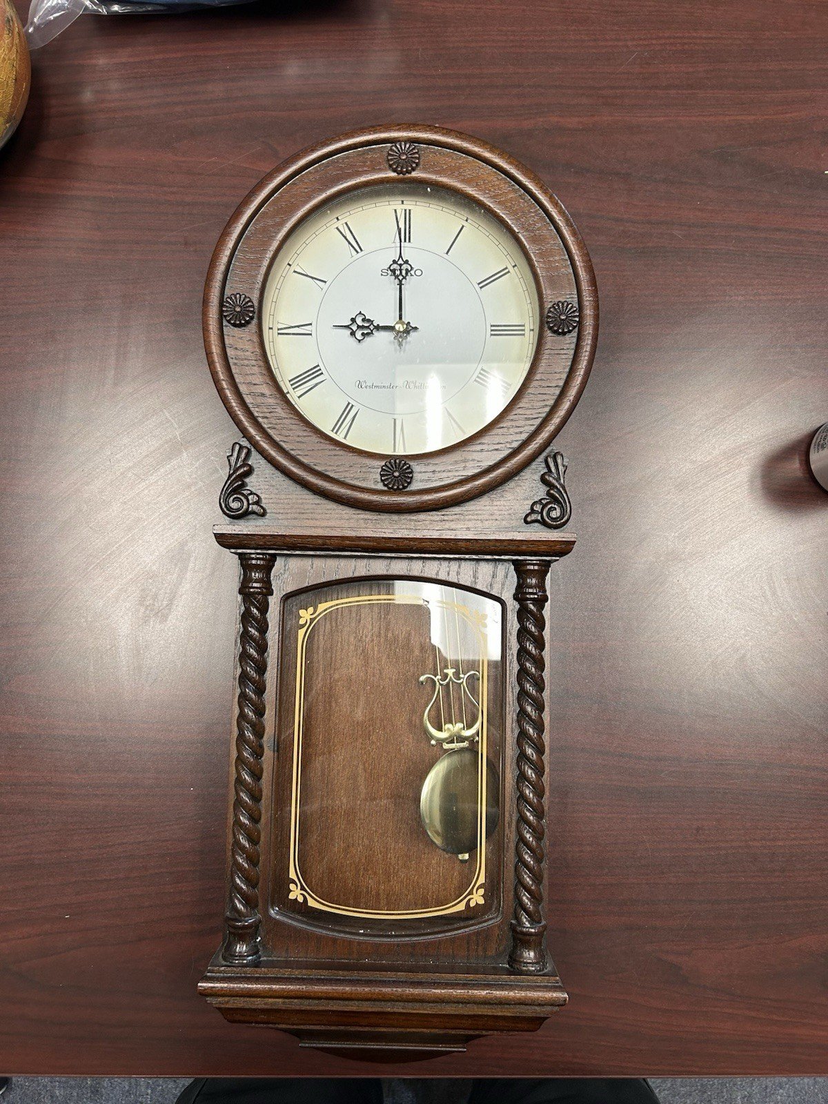 VINTAGE '70s SEIKO WESTMINSTER WHITTINGTON QUARTZ PENDULUM WALL CLOCK