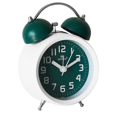Vintage Analog Alarm Clock for Heavy Sleepers,Twin Bell Alarm Clock for Bedroon, Bedside, Desk,nightlight - green