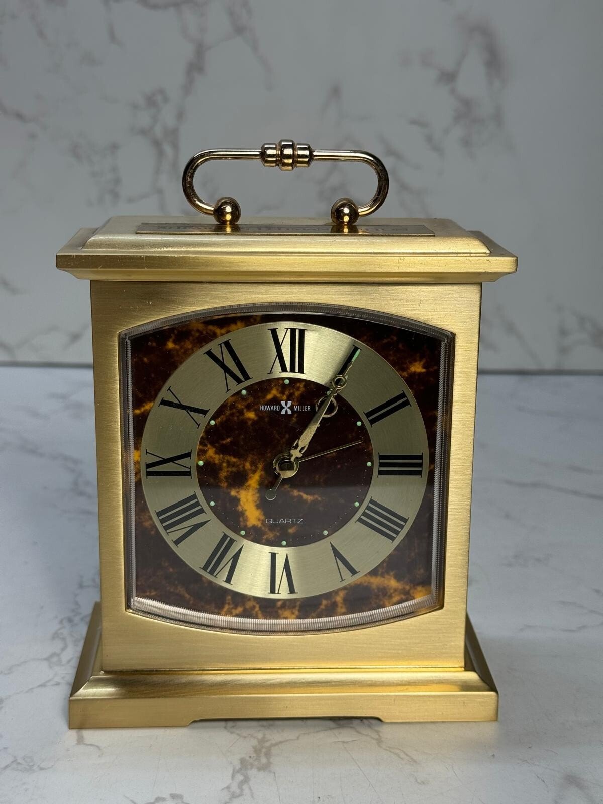 Vintage Howard Miller Brass Alarm Clock Sherson Lehman Hutton 4RE603