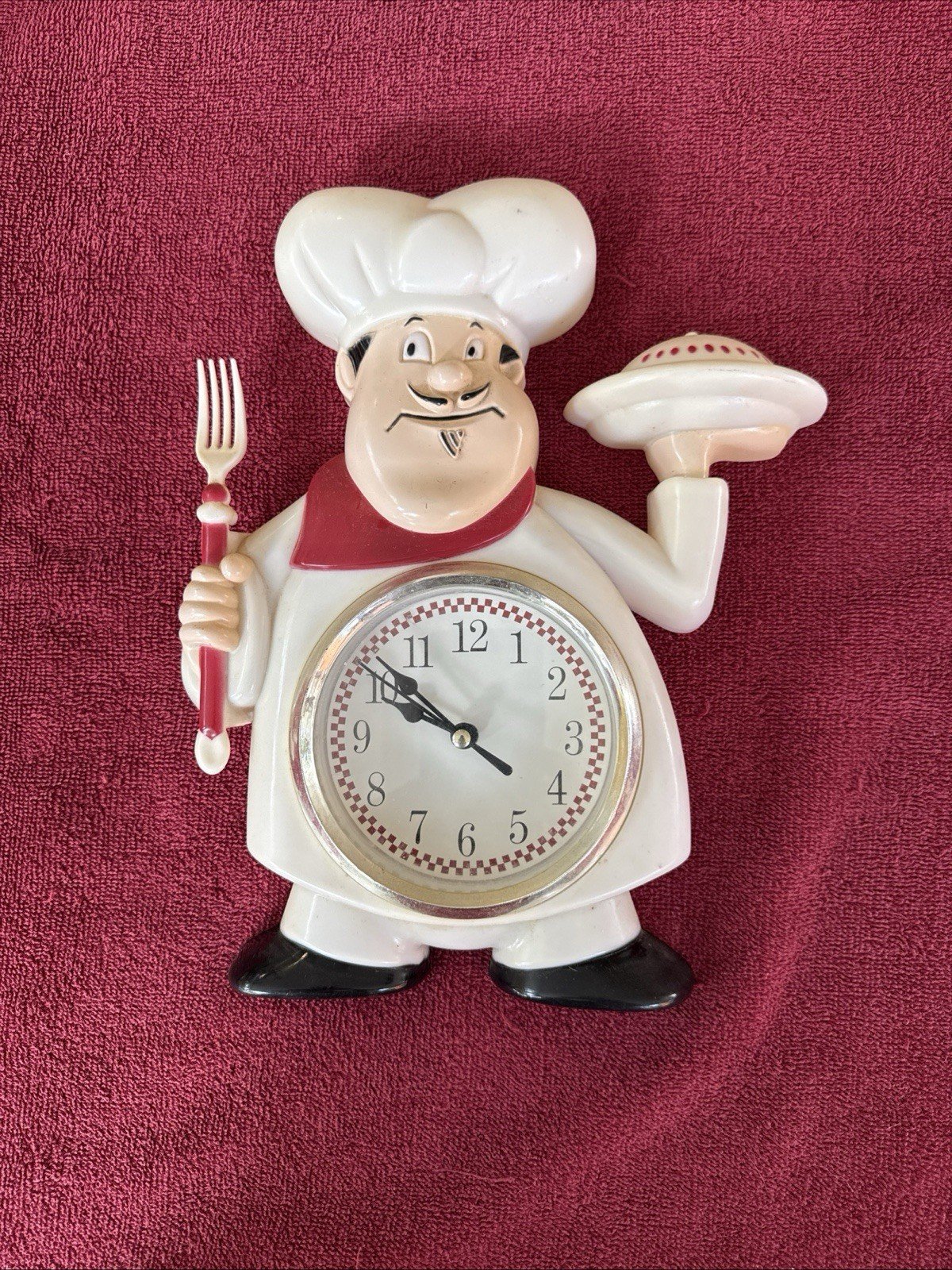 Vintage Italian Chef Kitchen Wall Clock 11" Tall Battery Operated Retro