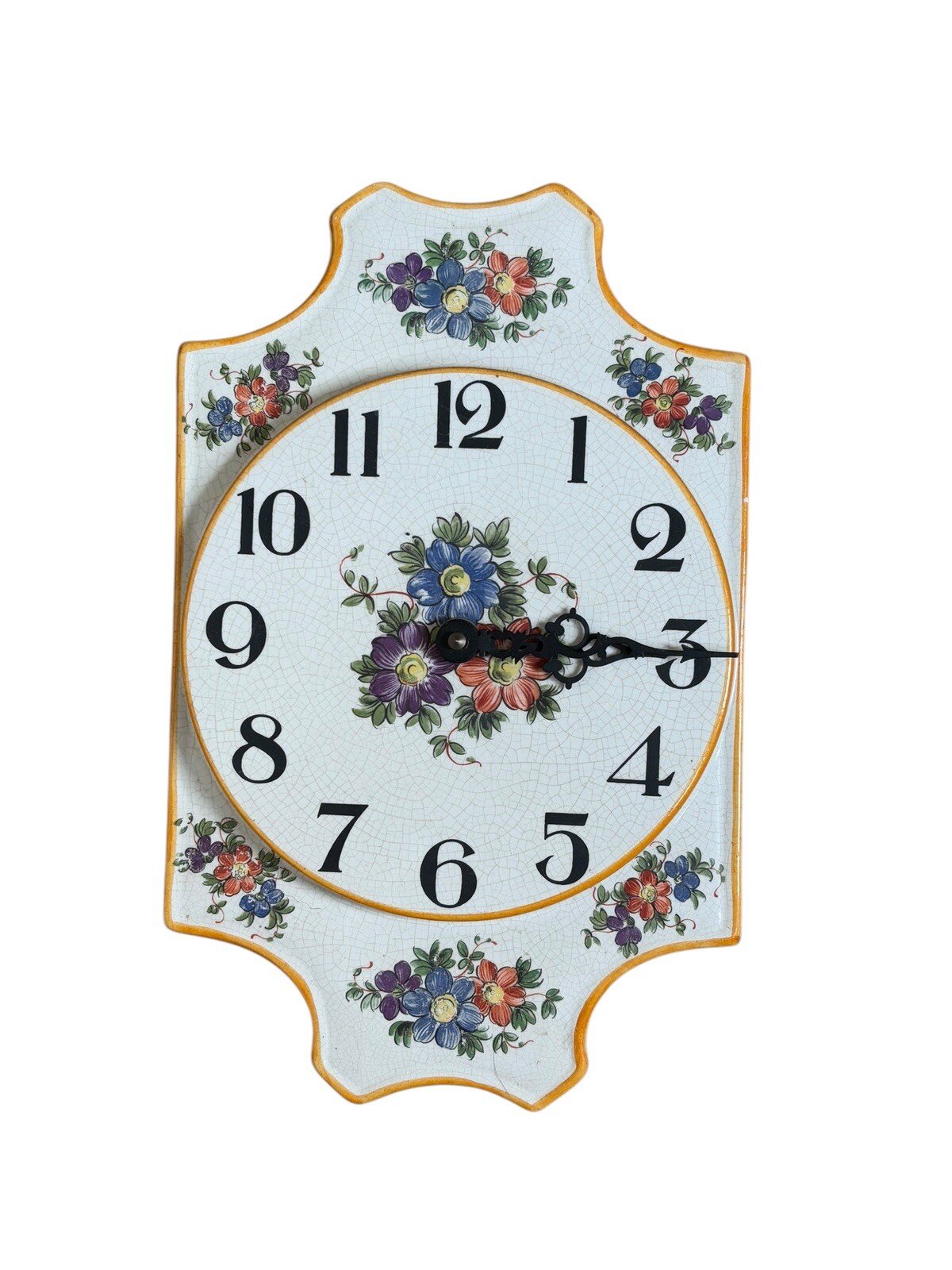 Vintage ITALIAN POTTERY GEOMETRIC WALL CLOCK