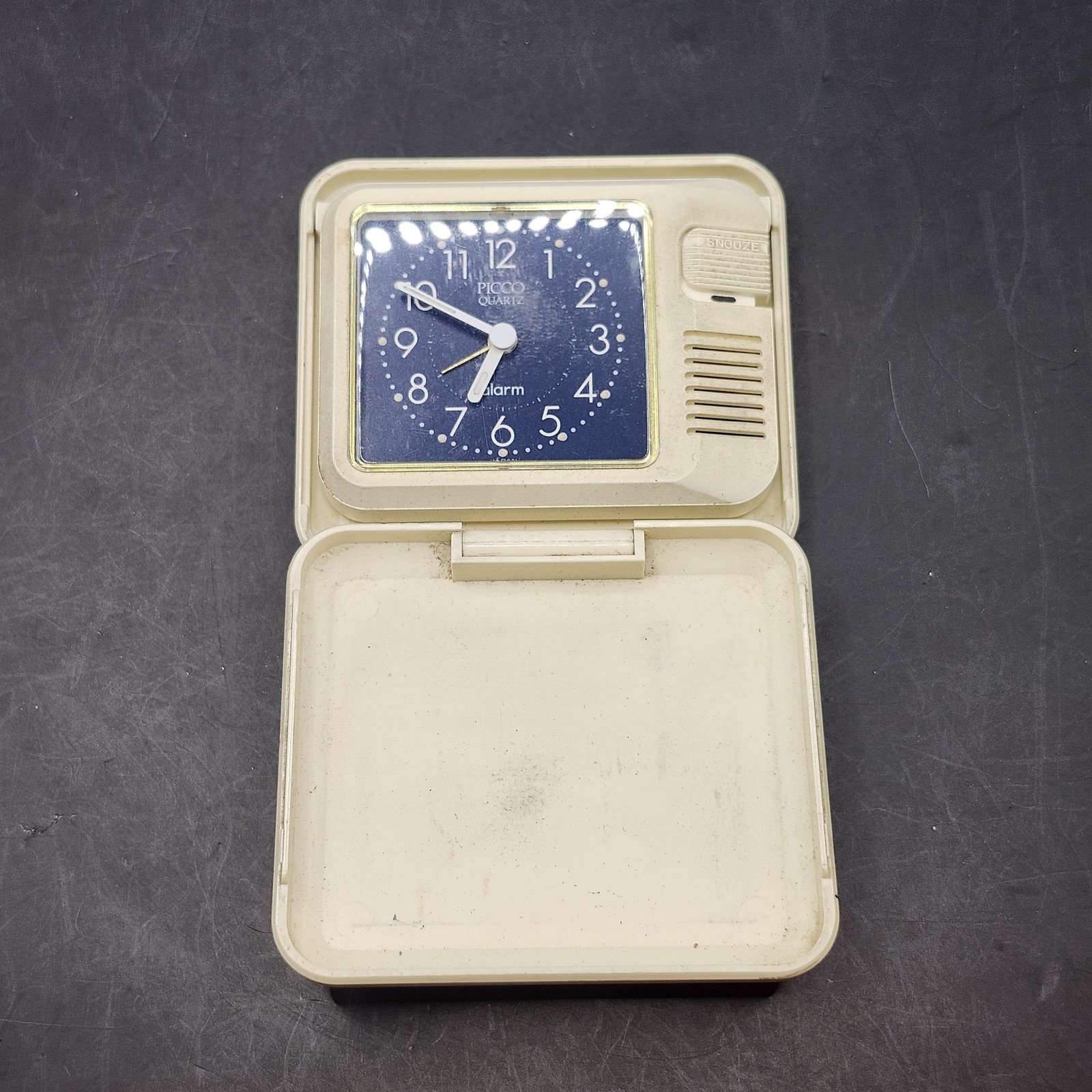 Vintage Picco Quartz Folding Travel Alarm Clock Japan Compact Retro 80s Working