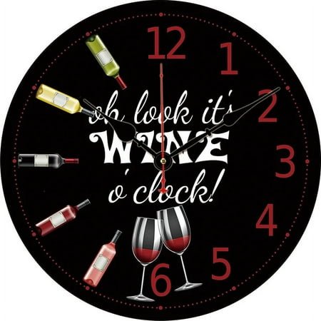 Vintage Red Wine Bottle Stopper Wall Clock Kitchen Decor Wall Art Silent Large Round Wall Clocks For Living Room Bedroom Office