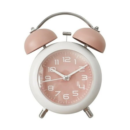 Vintage Twin Bell Metal Alarm Clock with Night Light for Home Office and Dormitory
