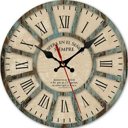 Vintage Wooden Wall Clock Modern Design Vintage Rustic Retro Clock Home Office Cafe Decoration Art Large Wall Watch (SKU-2,12 inch)