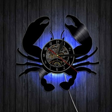 Vinyl Record Wall Clock Retro Wall Clock Led Night Light Wall Clock Black