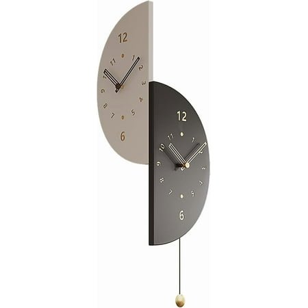wall clock 17.7 inch double sided - modern battery operated with pendulum, unique angle corner mounted decorative clock for bedroom living room office