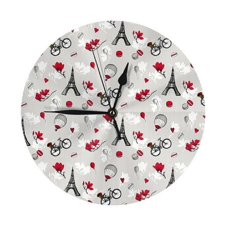 Wall Clock, Eiffel Tower balloons Wall Clocks Battery Operated Silent Kitchen Office Wall Clock Decorative, Wall Clock for School Classroom Living Room Bedroom Home Decor