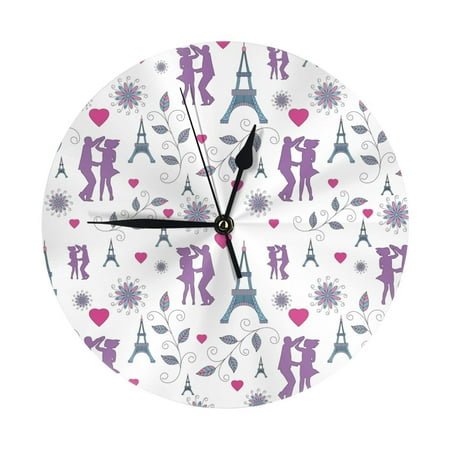 Wall Clock, Eiffel Tower dancing Wall Clocks Battery Operated Silent Kitchen Office Wall Clock Decorative, Wall Clock for School Classroom Living Room Bedroom Home Decor