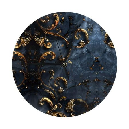 Wall Clock, Elegant Gold Scrollwork Wall Clocks Battery Operated Silent Kitchen Office Wall Clock Decorative, Wall Clock for School Classroom Living Room Bedroom Home Decor